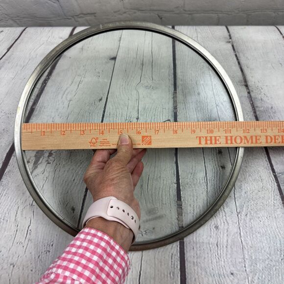 CALPHALON 11 1/2”‎ 11.5 Inch OD Round Replacement Glass Stainless Steel Lid - Picture 3 of 8